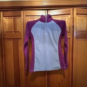 Girl's Quarter Zip Pullover in Lavender and Plum